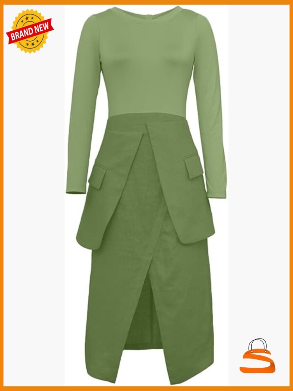 Acetate Linen Peplum Combo Dress with Pockets